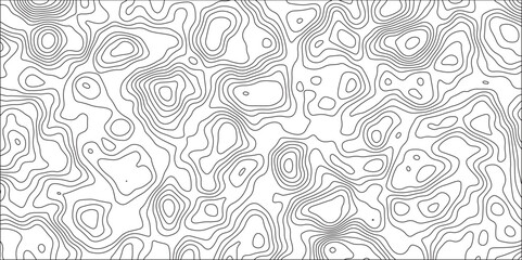 topographic wavy pattern design with White background. Imitation of a geographical map shades. Geographic line map with elevation assignments. Topographic map and landscape terrain texture grid.