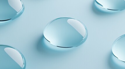 A close up of a blue drop of water