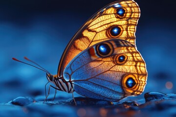 Naklejka premium A close-up shot of a butterfly resting on a rocky surface