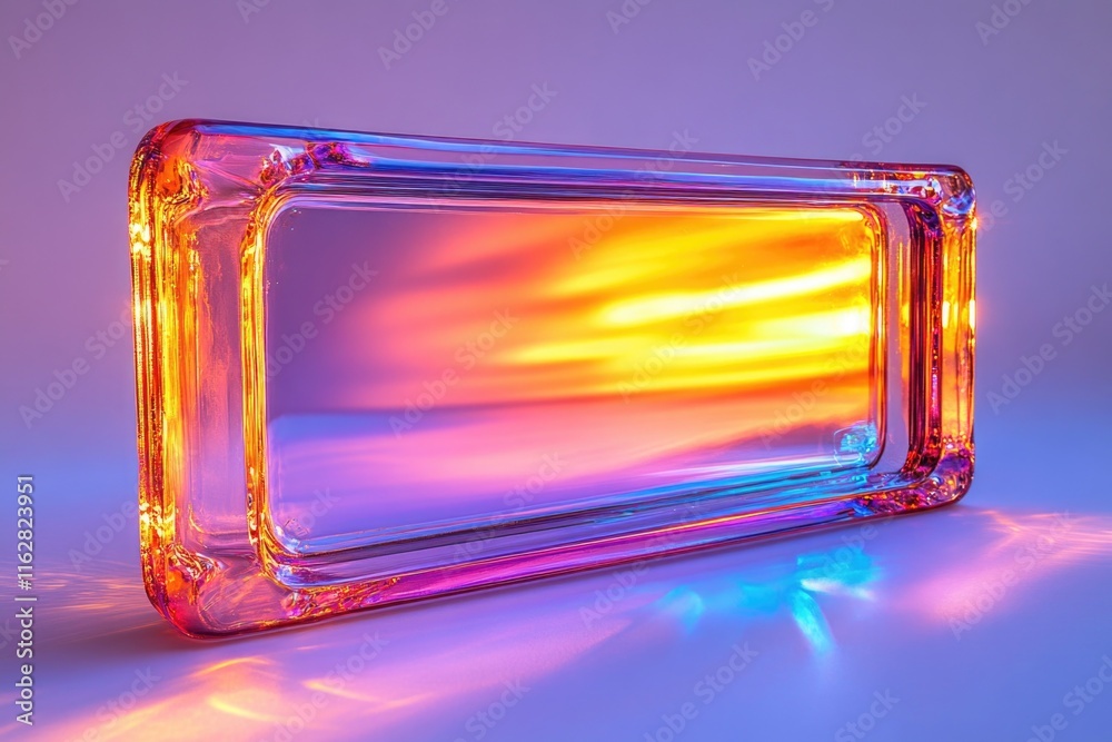 Aufkleber Illuminated glass block with vibrant colors emanating from within