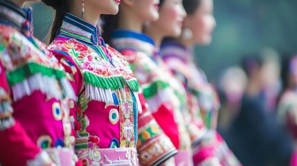 Fototapeta premium Colorful Costumes at Cultural Festival Close-Up Shot