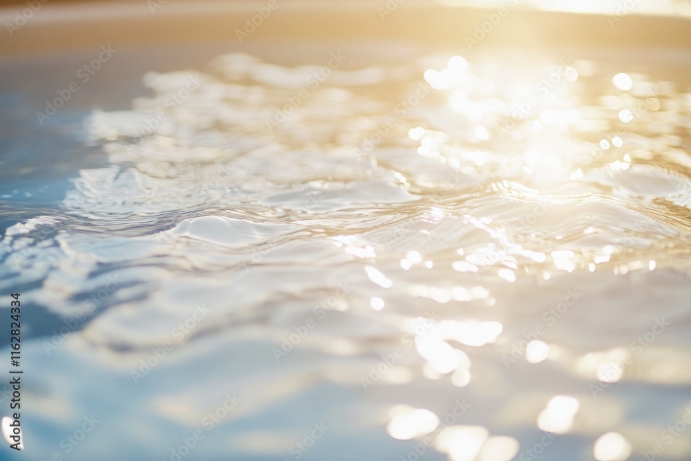 Poster a calm and serene image of sunlight shining on the surface of the water