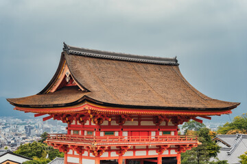 Detail of a traditional japanese rooftop. Buddhist temple architecture.