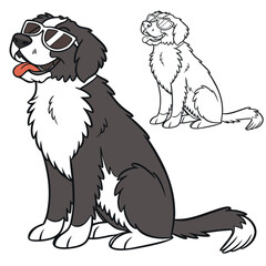 Water Dog Funny Wise Vector Art Illustration.Water Dog Vector And Line Art Illustration