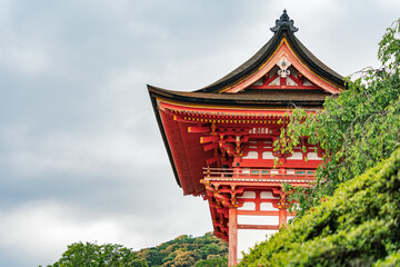 Detail of a traditional japanese rooftop. Buddhist temple architecture.