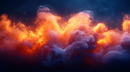 Glowing orange and purple clouds in a cosmic twilight sky