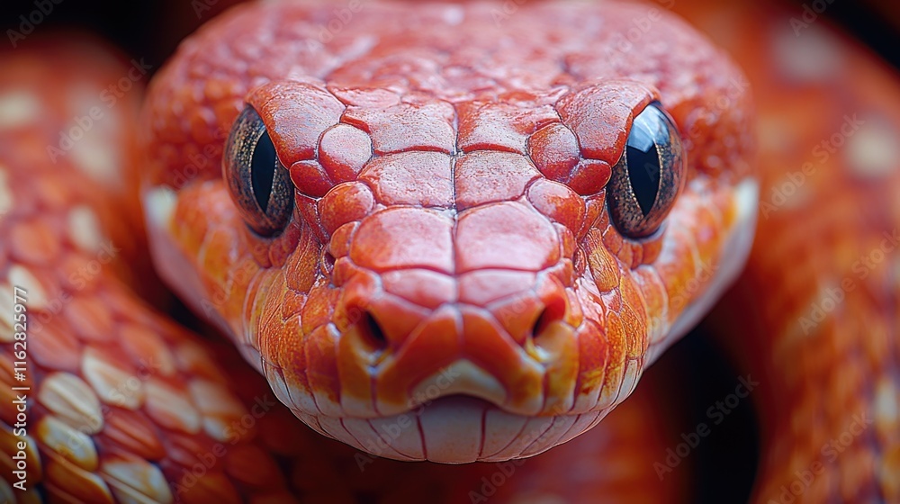 Aufkleber A close-up image of a red snake's head with distinctive markings and patterns