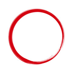 ラフな手書きの赤丸 - 筆で描いた和風のシンプルな細い円のイラスト素材