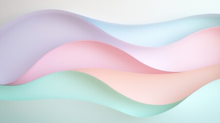 A colorful wave of paper with a pink, blue, and green stripe
