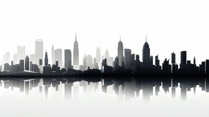 Fototapeta premium Modern Minimalistic City Skyline Illustration with Clean Lines and Negative Space