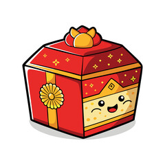 Uniq Beatiful Redbox Illustration.Cake Box With Uniq Style Illustration