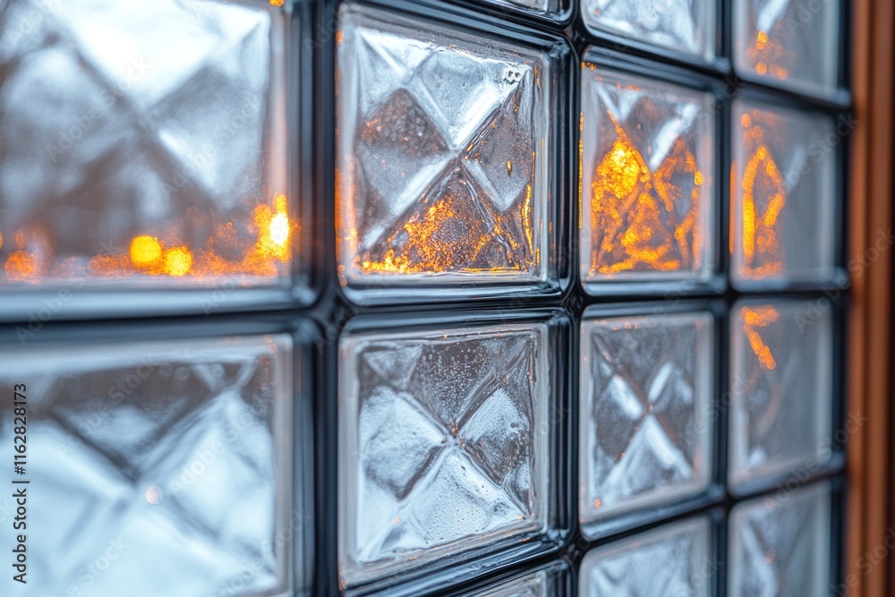 Aufkleber A close-up shot of a glass block wall, ideal for use in architecture or design concept images