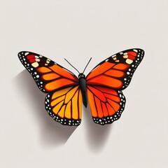 Fototapeta premium A butterfly with vibrant orange wings perched on a clean white surface