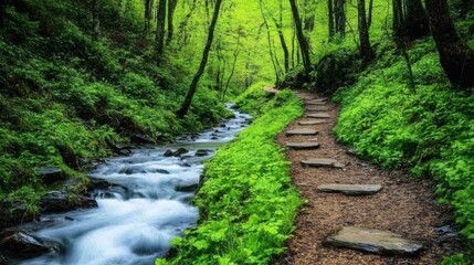 Fototapeta premium Scenic Hiking Trails Through Dense Forests