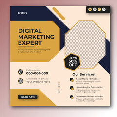 Digital marketing and corporate business service social media post banner template design