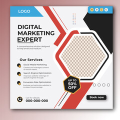 Digital marketing and corporate business service social media post banner template design
