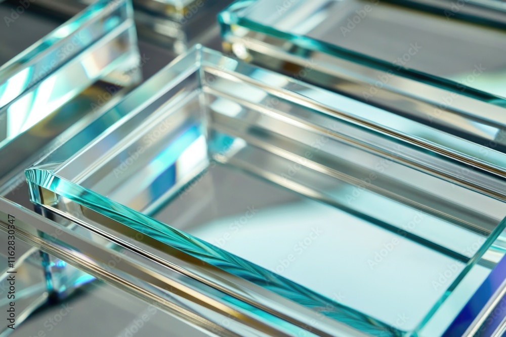 Poster a close-up shot of a glass table with a mirror