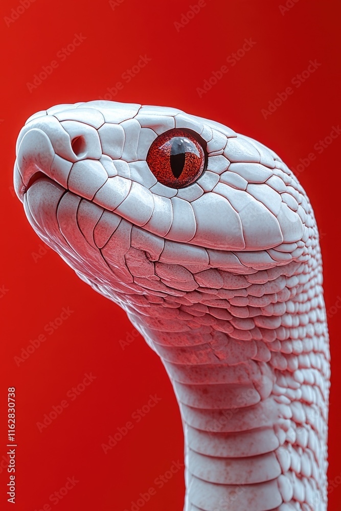 Aufkleber a close-up view of a snake's head on a bright red background