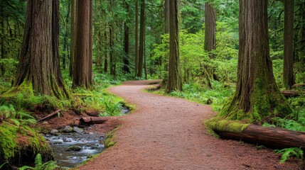 Serene Hiking Trail Through Dense Forest