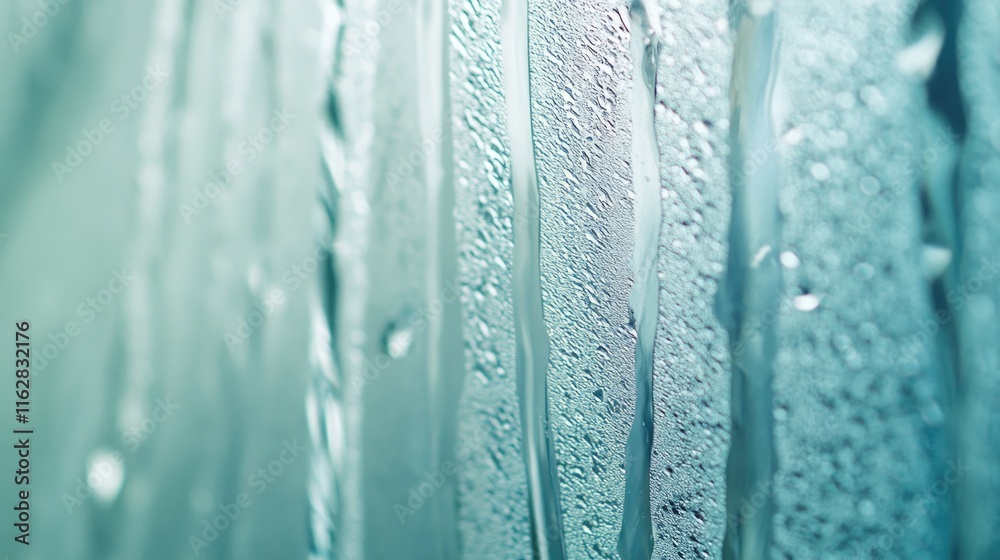 Poster a close-up view of water droplets on a wall, great for use in presentations about moisture or conden
