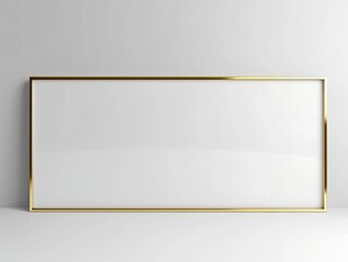 Obraz premium Elegant empty frame with a golden border, ready for artwork or photos, set against a simple white background.