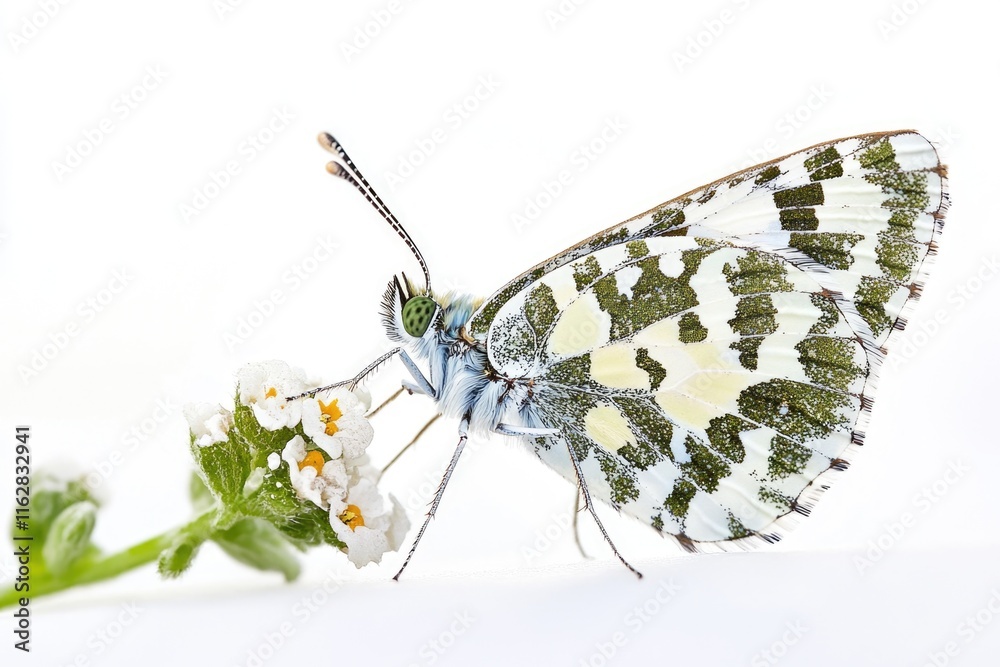 Poster a close-up view of a butterfly sitting on a flower