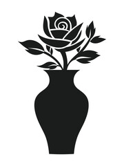 Rose Vase Silhouette vector illustration