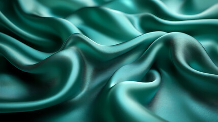 Fototapeta premium Emerald Green Silk Fabric Draped Elegantly with Soft Natural Light