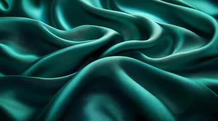 Obraz premium Emerald Green Silk Fabric Draped Elegantly with Soft Natural Light