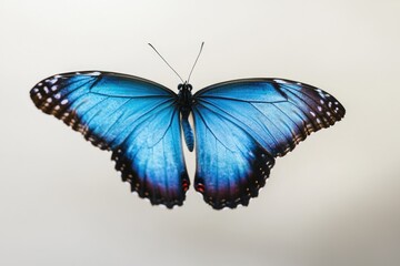 A blue butterfly in flight