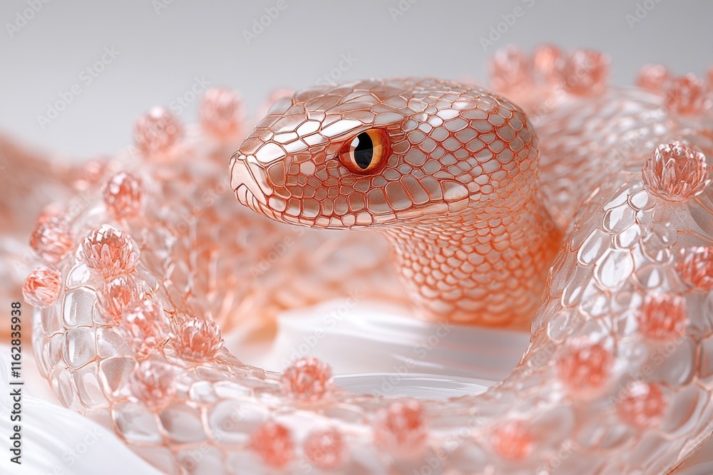 Aufkleber a close-up view of a snake coiled in a glass bowl