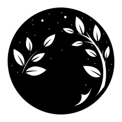 Planet with Green Leaves vector silhouette
