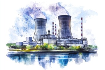 Fototapeta premium Image of a factory with smoke emission, suitable for use in industrial or environmental context