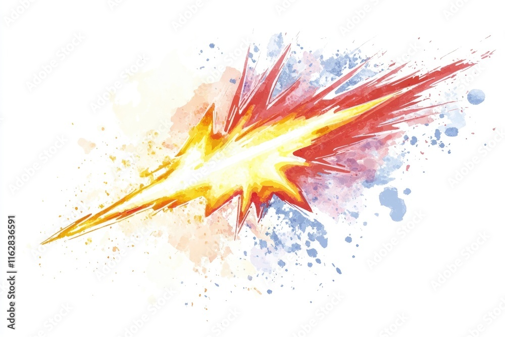 Poster Colorful firework exploding with watercolor-inspired splatters