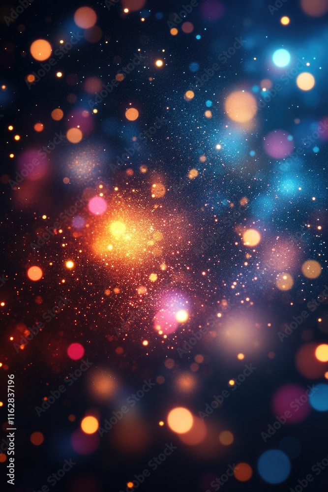 Poster a blurry image of the stars shining brightly in the dark night sky, ideal for use as a background or
