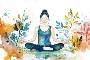 A woman in a peaceful pose, stretching and relaxing