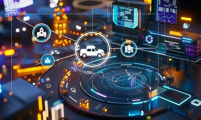 Futuristic Cityscape: Smart Transportation System Visualization - Powered by Adobe