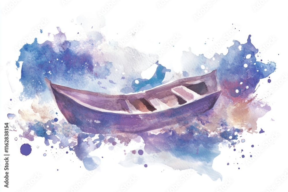 Aufkleber a serene scene with a boat drifting gently on the surface of the water, suitable for use as a backgr