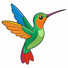 Colorful Hummingbird in Flight Vector Illustration