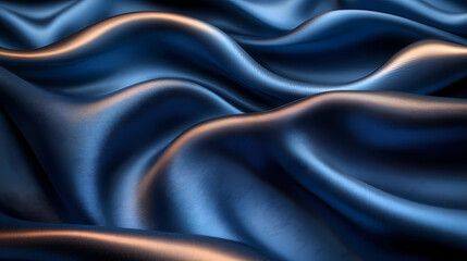 Fototapeta premium Elegant Navy Blue Silk Fabric Draped with Soft Folds and Subtle Lighting