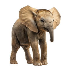 Obraz premium Baby elephant safari portrait, wild african calf walking, cute wildlife mammal pose, adorable zoo animal isolated