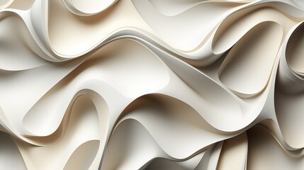 Abstract Cream and White Waves, Fluid, Minimalistic Design, Soft Curve Texture
