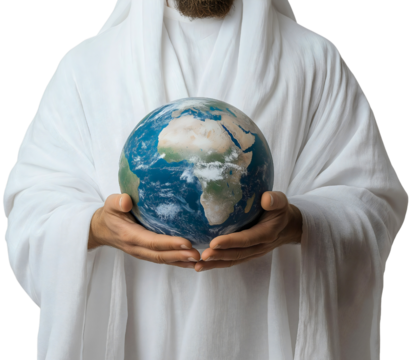 Hands Holding the Globe Symbolizing Love and Faith in Christianity isolated - Powered by Adobe