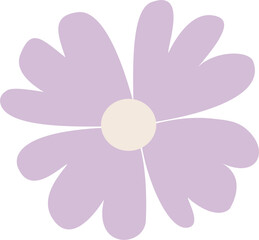 Cute kawaii baby purple  flower loose hand drawn organic isolated vector spring valentine elements