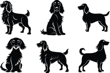 English cocker spaniel dog silhouette, English Cocker Spaniel Black silhouette illustration design
