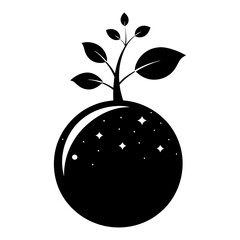 Growing Green Planet vector silhouette