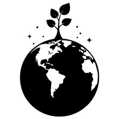 Growing Green Planet vector silhouette
