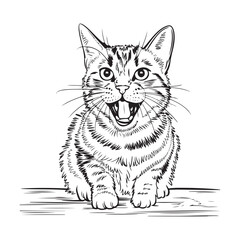Obraz premium Cat line drawing vector illustration and art design printable for creative projects