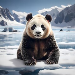 panda bear on snow ice polar 