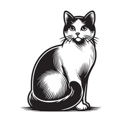 Obraz premium Cat drawing vector illustration printable line art design for beginners and kids